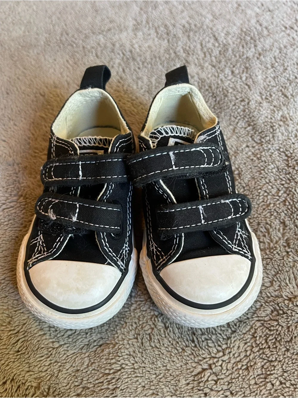 Converse Black Canvas Kids Sneakers with White Toe Caps